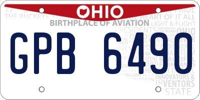 OH license plate GPB6490