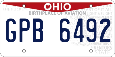 OH license plate GPB6492