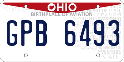OH license plate GPB6493