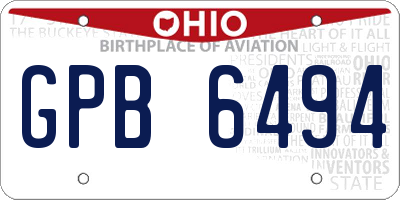 OH license plate GPB6494