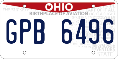 OH license plate GPB6496