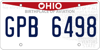 OH license plate GPB6498