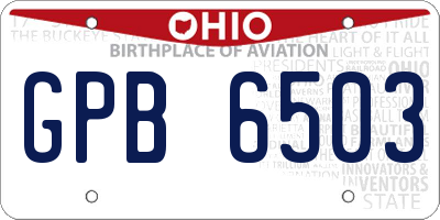 OH license plate GPB6503