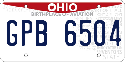 OH license plate GPB6504