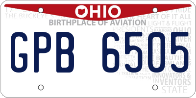 OH license plate GPB6505