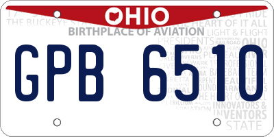 OH license plate GPB6510