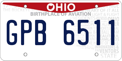 OH license plate GPB6511