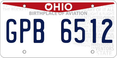 OH license plate GPB6512