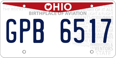 OH license plate GPB6517