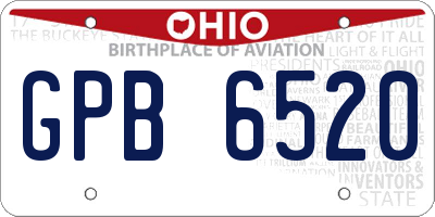 OH license plate GPB6520