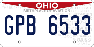 OH license plate GPB6533