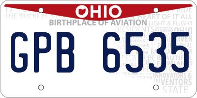 OH license plate GPB6535