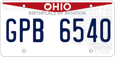 OH license plate GPB6540