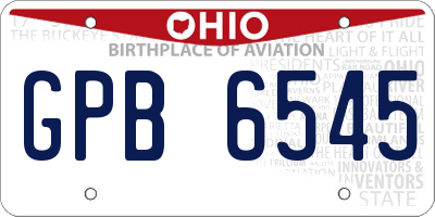 OH license plate GPB6545
