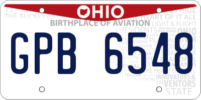 OH license plate GPB6548
