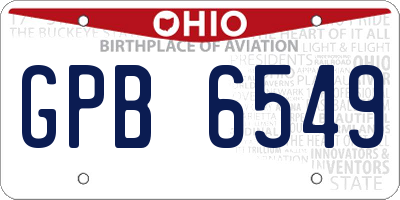 OH license plate GPB6549