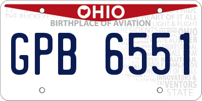 OH license plate GPB6551