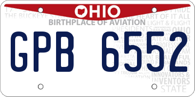 OH license plate GPB6552