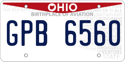 OH license plate GPB6560