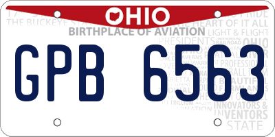 OH license plate GPB6563