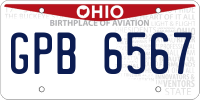 OH license plate GPB6567