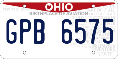 OH license plate GPB6575