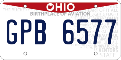 OH license plate GPB6577