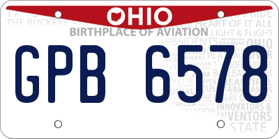 OH license plate GPB6578