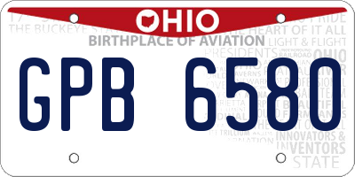 OH license plate GPB6580