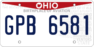 OH license plate GPB6581