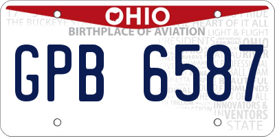 OH license plate GPB6587
