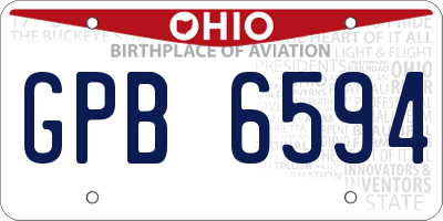 OH license plate GPB6594