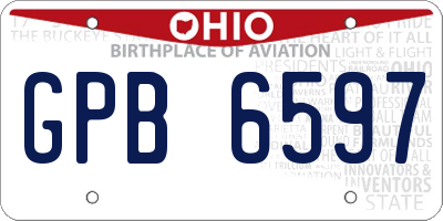 OH license plate GPB6597