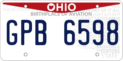 OH license plate GPB6598
