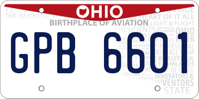 OH license plate GPB6601