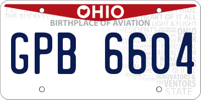OH license plate GPB6604