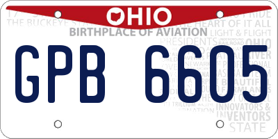 OH license plate GPB6605