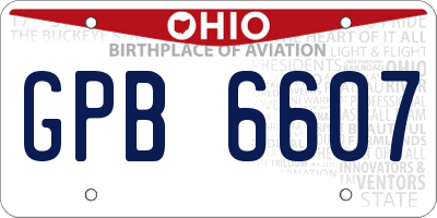 OH license plate GPB6607