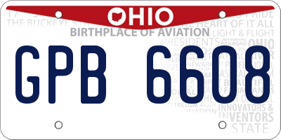 OH license plate GPB6608