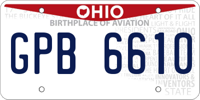 OH license plate GPB6610
