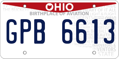 OH license plate GPB6613
