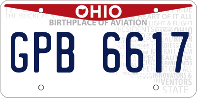 OH license plate GPB6617