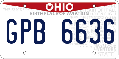 OH license plate GPB6636