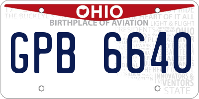 OH license plate GPB6640