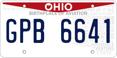 OH license plate GPB6641
