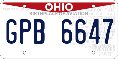 OH license plate GPB6647