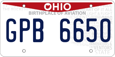 OH license plate GPB6650