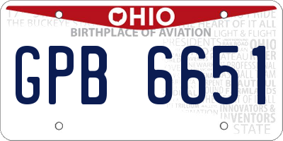 OH license plate GPB6651