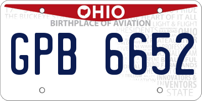 OH license plate GPB6652