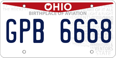 OH license plate GPB6668